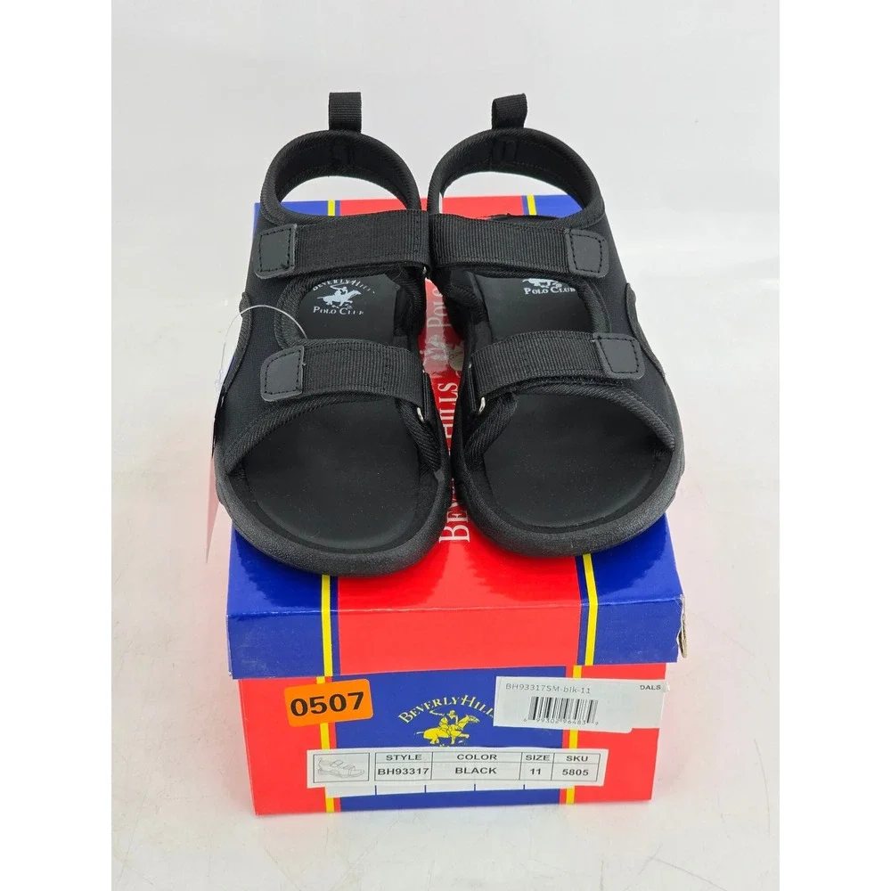 Beverly Hills Polo Club Sport Sandals Men 11 Black Strappy BH93317 - New